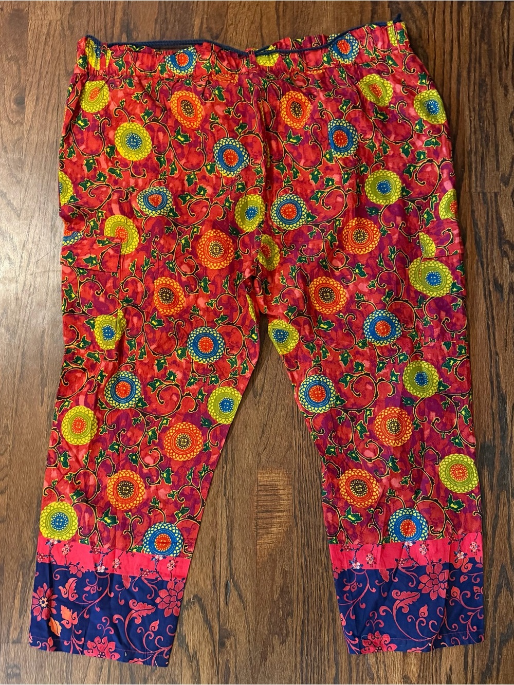 Women's Sundance Vibrant Reef  Loose Fit Cotton Drawstring Cargo Pants XXL